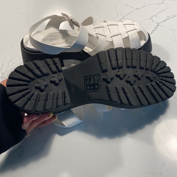 White chunky heel platform sandals - Picture 3 of 4